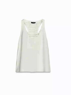 Zara White Combination Scoop Neck Racerback Tank